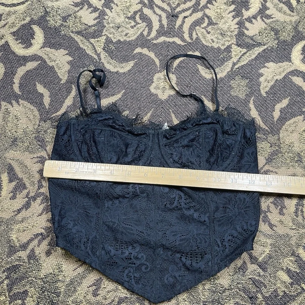 Intimately Free People Lace Corset Top Women XS Boned Underwire Black FP82422